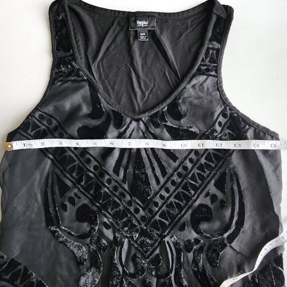 MOSSIMO Black Burnout Velvet Tank Top V Neck | Women's Blouse Shirt - Picture 5 of 9